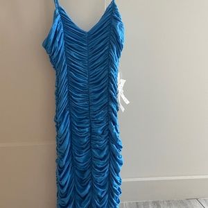 Nordstrom ruched scrunch hourglass blue dress NWT